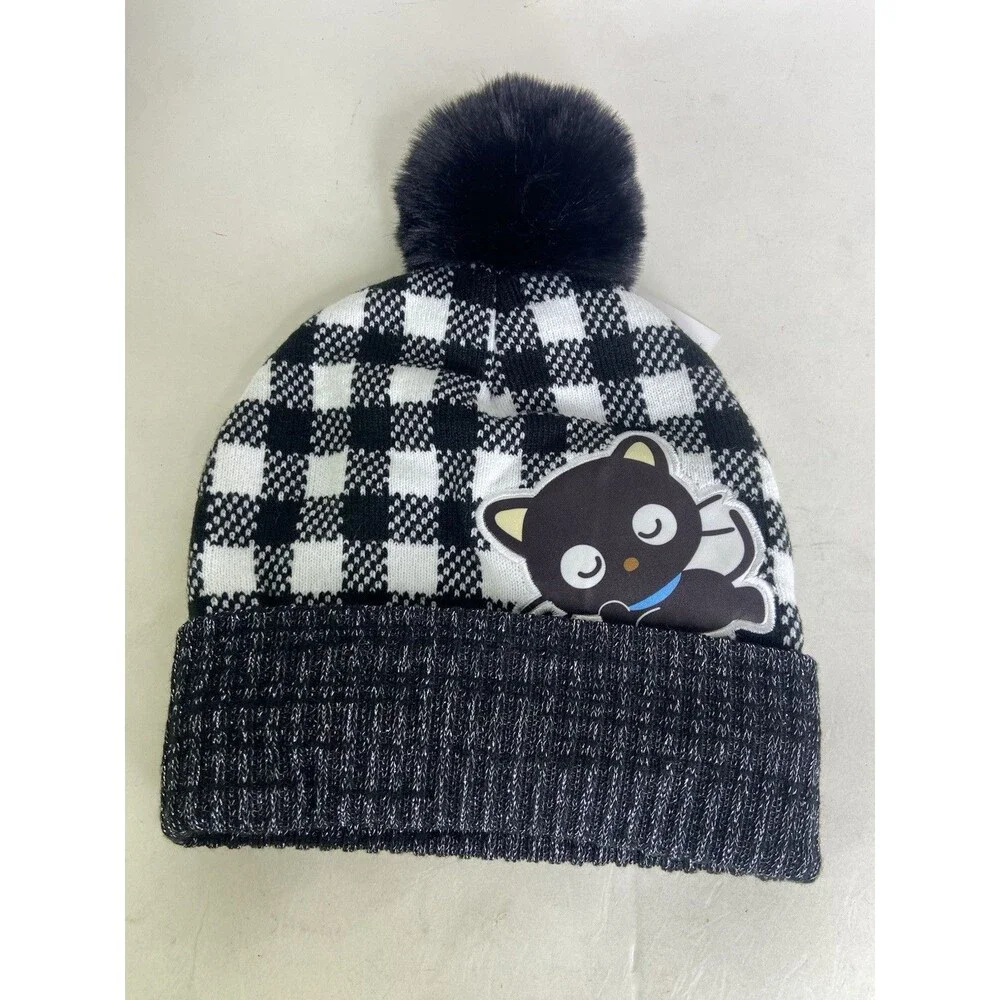 Sanrio Chococat Fleece Lined Knit Pom Cuffed Beanie Hat Cap Girls OSFM